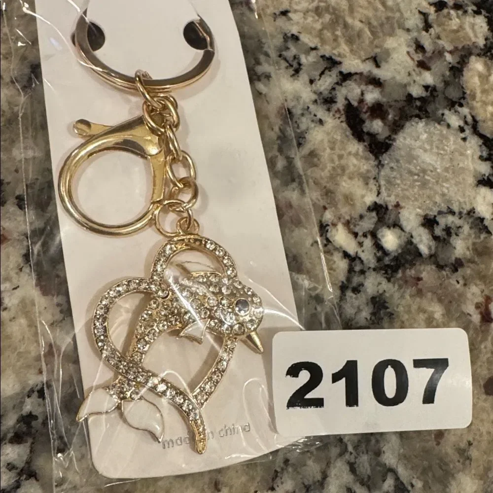 2107 Rhinestone Dolphin Key Ring, Bag Charm